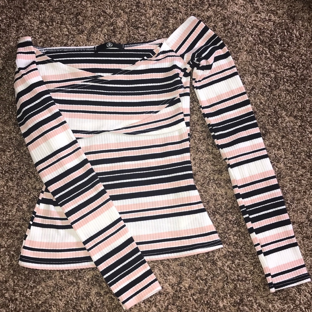 Striped off the shoulder top